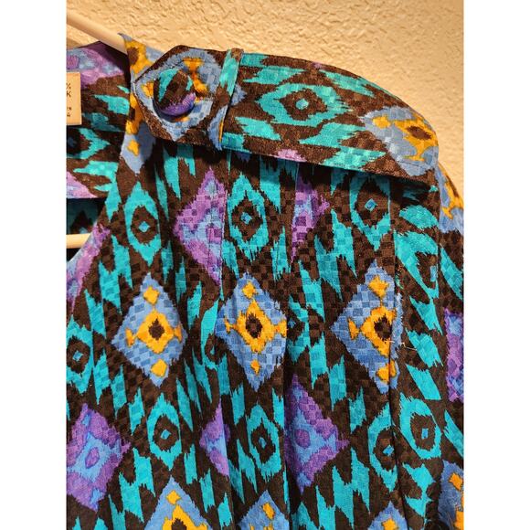 Adrianna Papell 80s‎ Vintage 100% Silk Dress Size 10 Bold Geometric Print Retro - Picture 5 of 6